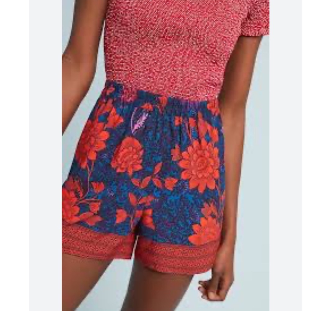 Anthropologie Ett:twa Wynnewood Printed Shorts Floral Print‎ Rayon Blue Pink M